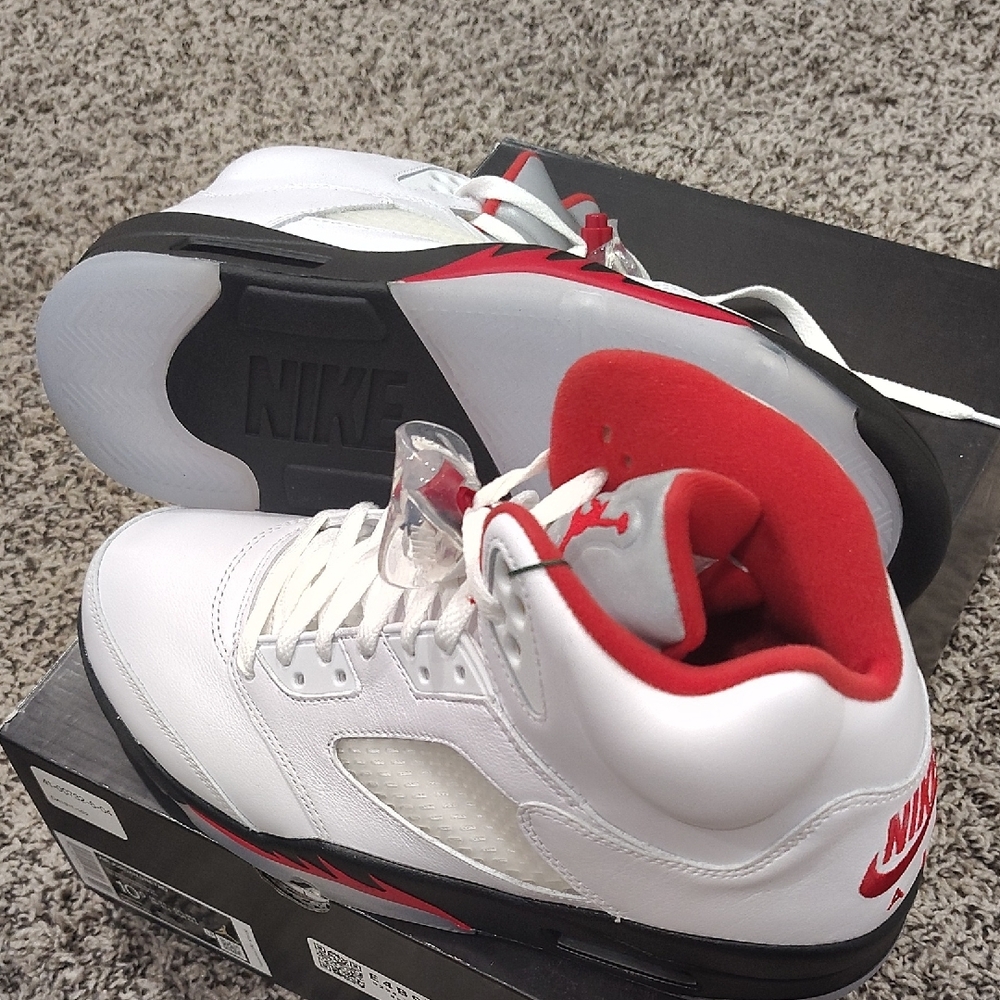Jordan White and Red Sneakers with Padded Tongue